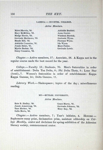 Chapter Reports: Lambda - Buchtel College, September 1888 (image)